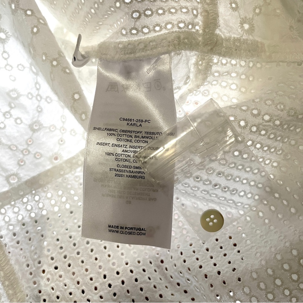 Closed, Nwot Eyelet Patchwork Button Down. White,… - image 8